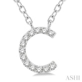 1/20 Ctw Initial 'C' Round Cut Diamond Pendant With Chain in 14K White Gold